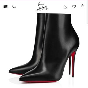 Christian Louboutin Black Heeled Boots with Red Sole